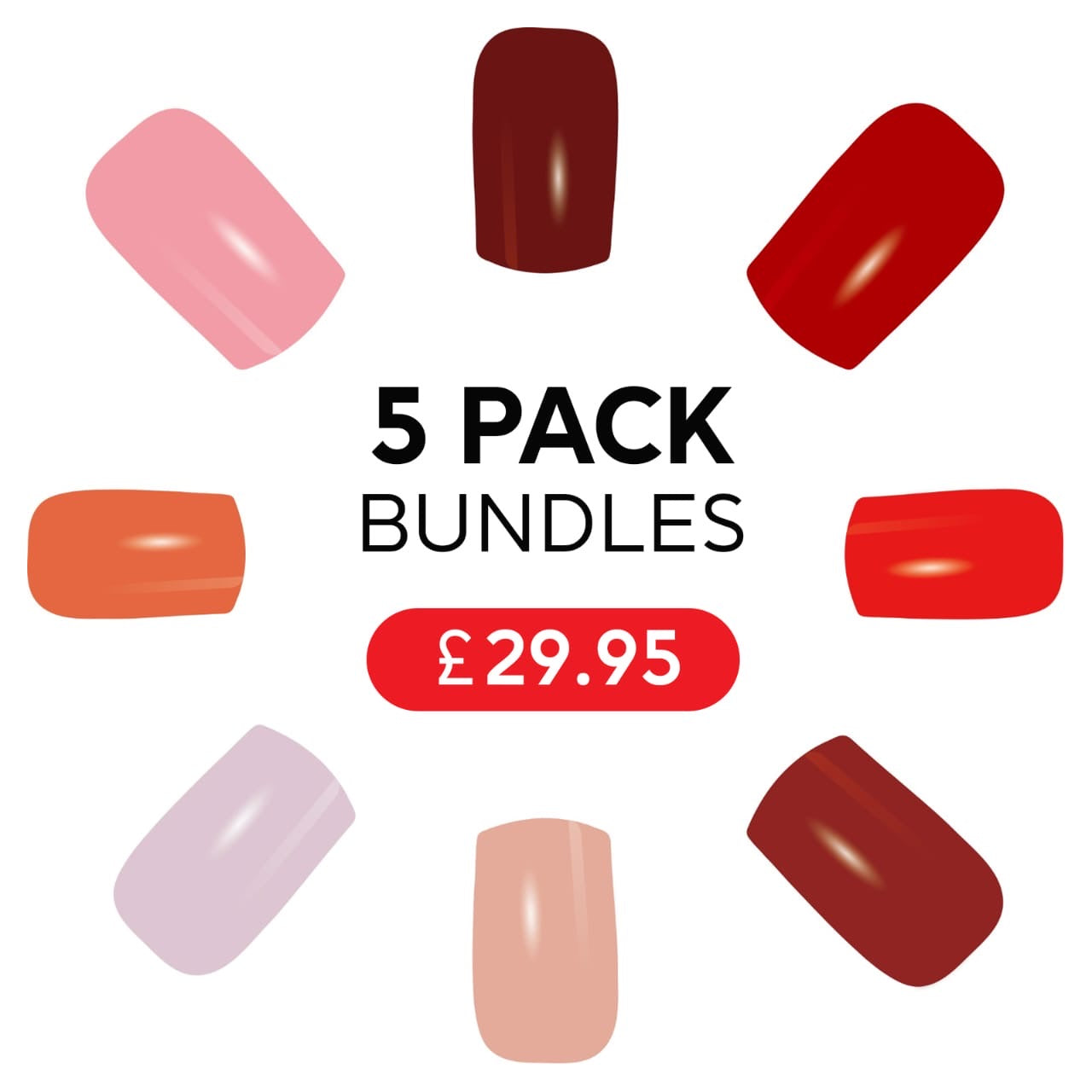 Semi Cured Gel Nail Wraps - 5 Pack Bundles