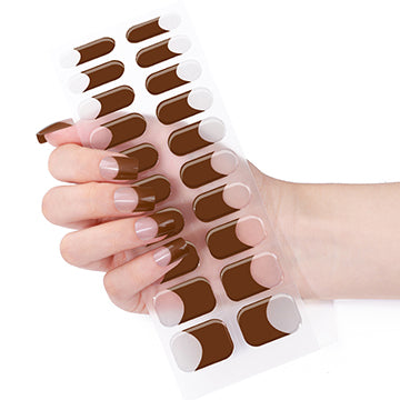 Semi Cured Gel Nail Wraps - Chocolate French Tips