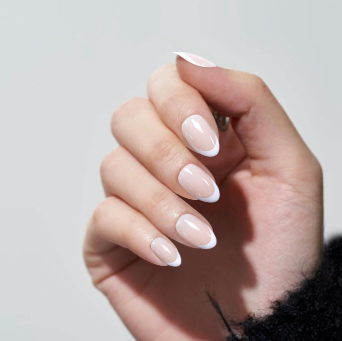 Press On Nails - Oval White French Tips