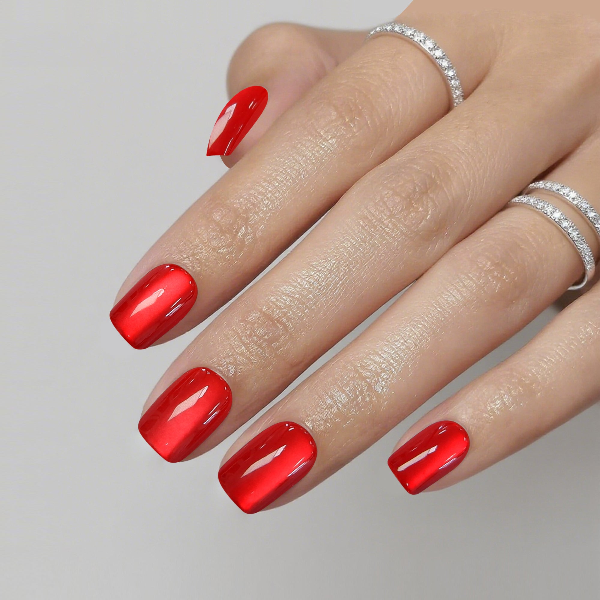 Press On Nails - Red Marble