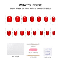 Press On Nails - Red Marble