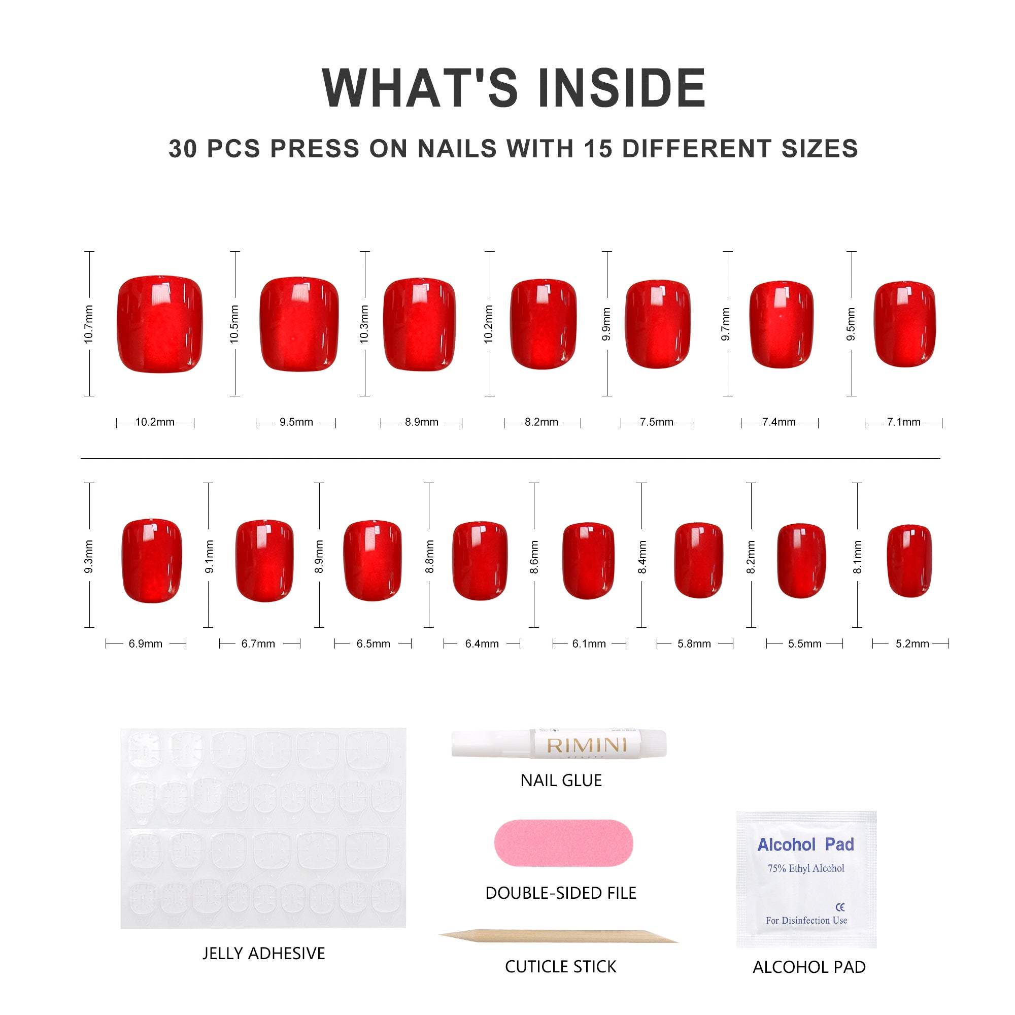Press On Nails - Red Marble