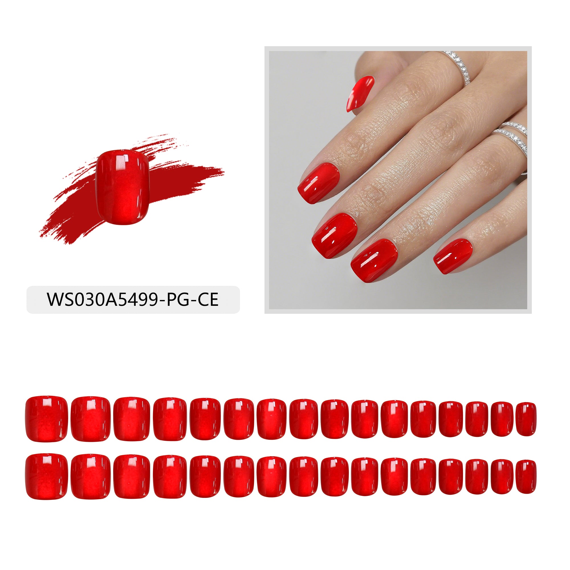 Press On Nails - Red Marble