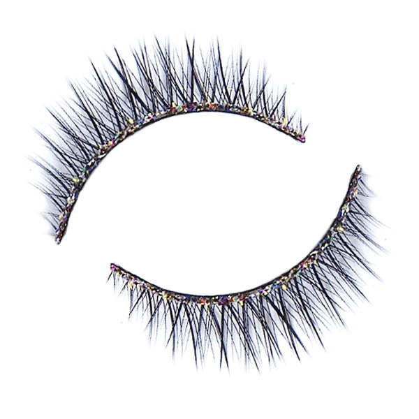 Synthetic Hair False Lashes - Multi Coloured Glitter