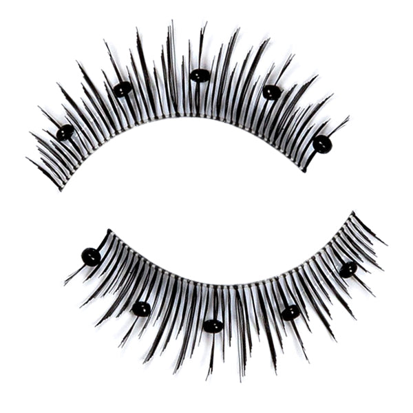 Synthetic Hair False Lashes - Decorated Black Beads
