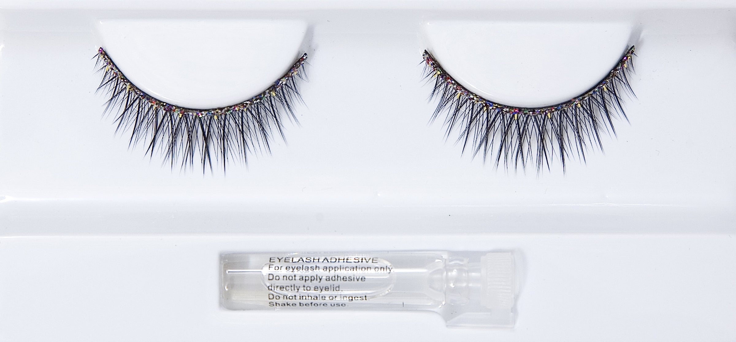 Synthetic Hair False Lashes - Multi Coloured Glitter