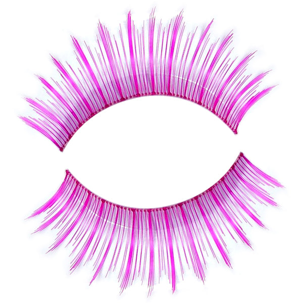 Synthetic Hair False Lashes - Alternating Lengths Thin Pink