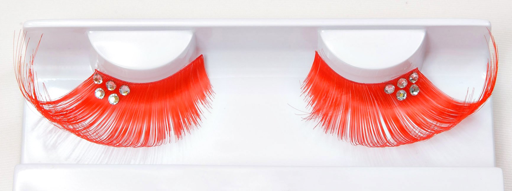 Synthetic Hair False Lashes - Orange with Studs