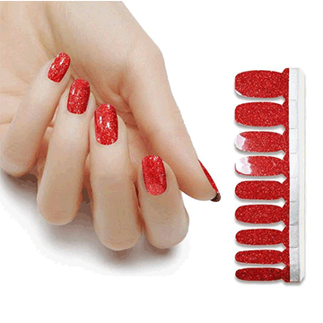 Glitter Nail Polish Stickers - Shimmering Red