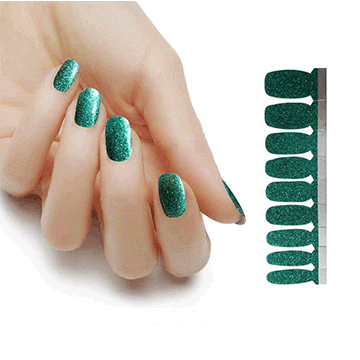 Glitter Nail Polish Stickers - Emerald