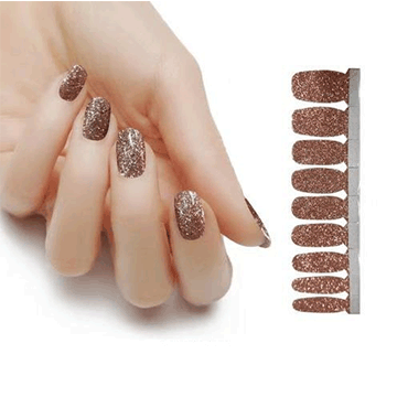 Glitter Nail Polish Stickers - Dark Caramel