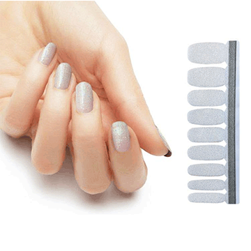 Glitter Nail Polish Stickers - Shimmering Silver