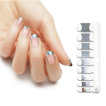 French Tips Nail Polish Stickers - Silver