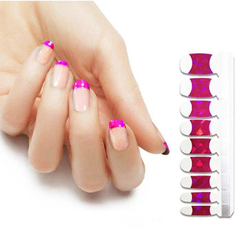 French Tips Nail Polish Stickers - Pink Sparkles