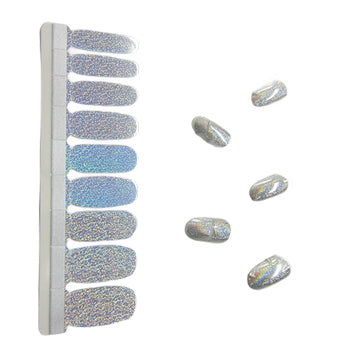 Glitter Nail Polish Stickers - Shimmering Silver