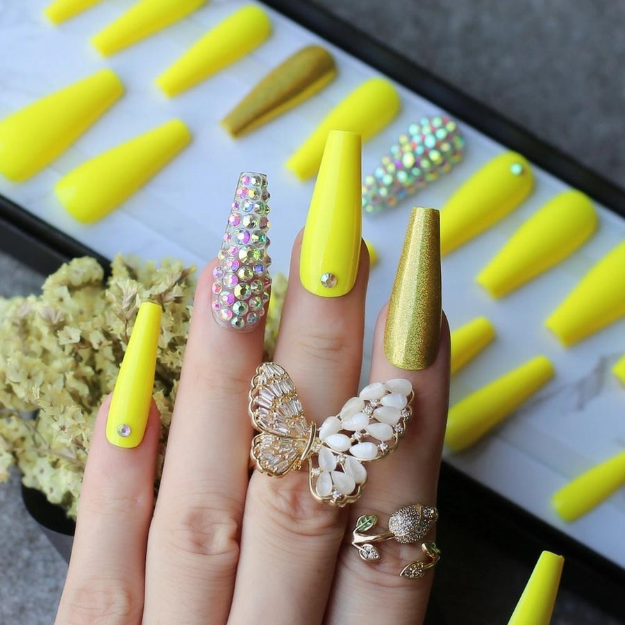 Summer Collection - Extra Long Press On Nails - Amarillo