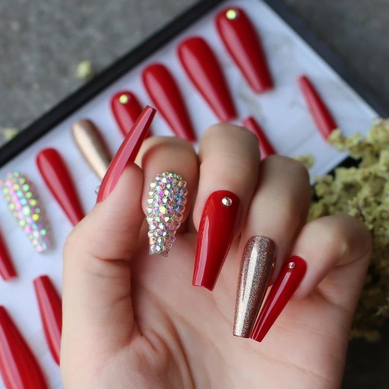 Summer Collection - Extra Long Press On Nails - Red