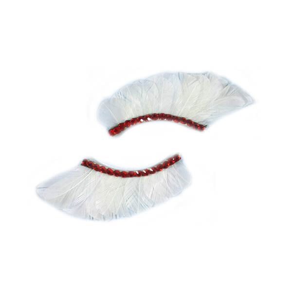 Fabrique False Lashes - White Feathers with Ruby Crystals