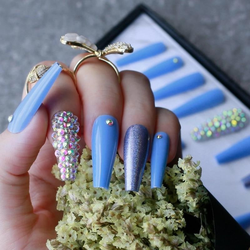 Summer Collection - Extra Long Press On Nails - Blue
