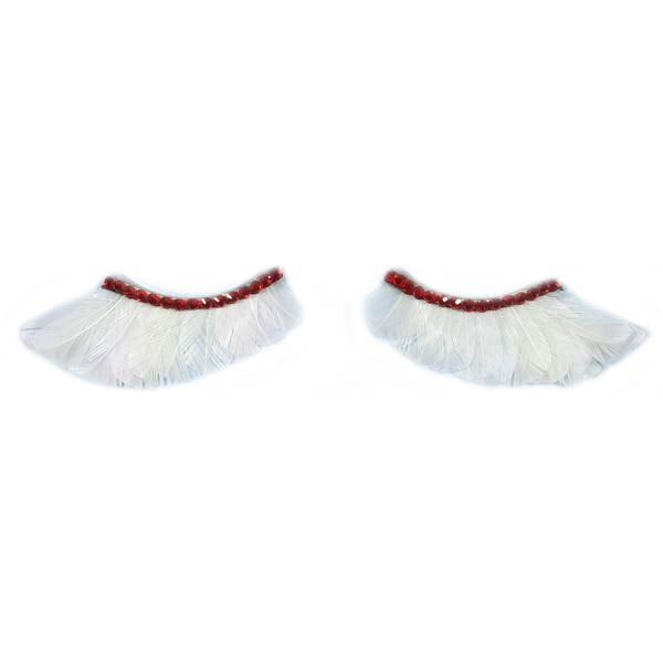 Fabrique False Lashes - White Feathers with Ruby Crystals